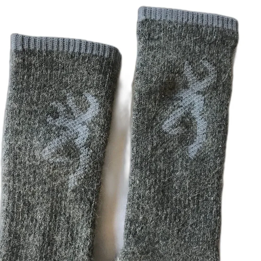 Browning Buckmark Wool Socks Crew Womens M Medium 6-10 Gray Outdoor